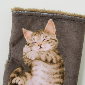 Felissimo貓部 日本正版 小貓肚臍向上~ 輕輕地睡在手心的柔軟露指手套 - 三款可選