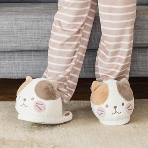 Fuku Fuku Nyanko 日本正版 貓咪面紅臉頰毛公仔家居拖鞋- 三款可選