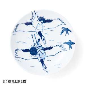 Felissimo 貓部 x 久保智昭 日本製 「貓咪與吉祥物」青花瓷風器皿碟 - 四款可選