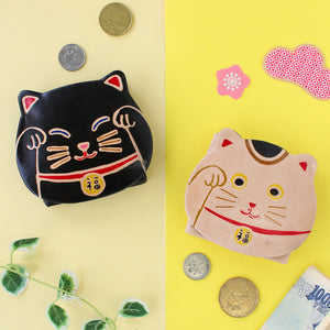 TOMO CORPORATION 日本直送 招財白貓造型山羊皮革零錢包