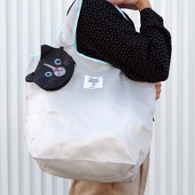 將圖片載入圖庫檢視器 ECOUTE! minette 日本正版 療癒貓臉輕便巾着環保袋 - 灰色 X 黑貓

