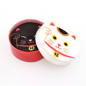TOMO CORPORATION 日本直送 黑白招財貓貝殼圓形收納盒兩件套
