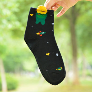 動物立體宇宙星球中筒襪 （五對裝）