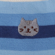 將圖片載入圖庫檢視器 【預訂】Fuku Fuku Nyanko 日本正版 貓臉刺繡涼感條紋橫間中筒襪 - 五款可選
