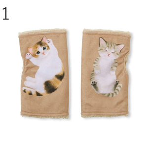 Felissimo貓部 日本正版 小貓肚臍向上~ 輕輕地睡在手心的柔軟露指手套 - 三款可選