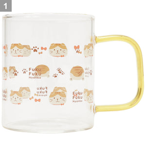 【預訂】Fuku Fuku Nyanko 日本正版 貓咪微波爐耐熱玻璃馬克杯(330ml)- 四款可選