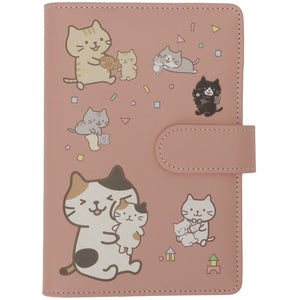 【預訂】Fuku Fuku Nyanko 日本正版 貓咪粉紅色皮革活頁夾(B6尺寸)