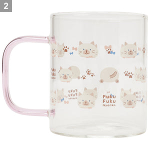 【預訂】Fuku Fuku Nyanko 日本正版 貓咪微波爐耐熱玻璃馬克杯(330ml)- 四款可選