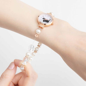 Felissimo貓部 日本正版 與貓一起度過的治愈時光珍珠串珠手鏈手錶
