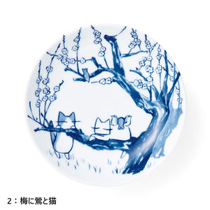 【預訂】Felissimo 貓部 x 久保智昭 日本製 「貓咪與吉祥物」青花瓷風器皿碟 - 四款可選