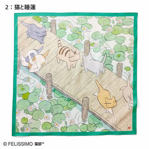 【預訂】Felissimo 貓部 x 久保智昭 日本製 「貓和自然」鮮艷大方巾手帕 - 四款可選