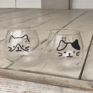 【預訂】Fuku Fuku Nyanko 日本正版 貓咪耐熱不倒翁玻璃杯(450ml)- 三款可選