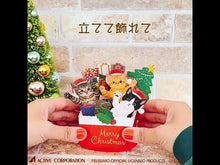 將影片載入圖庫檢視器並播放，Felissimo 貓部 日本正版 貓咪聖誕襪搖搖立體聖誕卡
