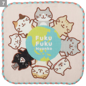 【預訂】Fuku Fuku Nyanko 日本正版 貓咪方形迷你毛巾手帕- 八款可選