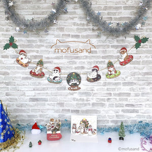 Mofusand 日本正版 貓咪甜甜圈聖誕掛牆裝飾彩旗Banner