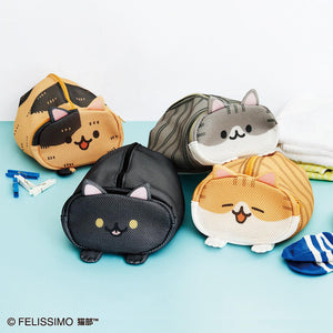 Felissimo貓部 x 插畫家995 日本正版 兩袋設計超方便! 「香箱座姿」超萌貓型洗衣袋/衣物收納包 - 四款可選