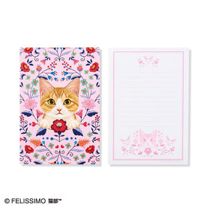 【預訂】Felissimo 貓部 x 霜田有沙老師 日本製 花與小貓信紙套裝 - 六款可選