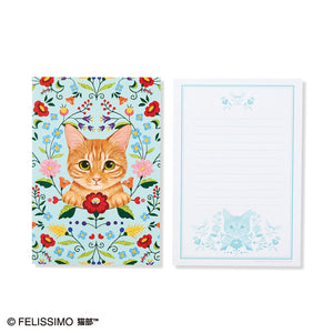 【預訂】Felissimo 貓部 x 霜田有沙老師 日本製 花與小貓信紙套裝 - 六款可選