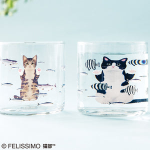 Felissimo 貓部 日本製 好想吃魚～像是在水族館盯著魚缸的貓咪玻璃杯 - 四款可選