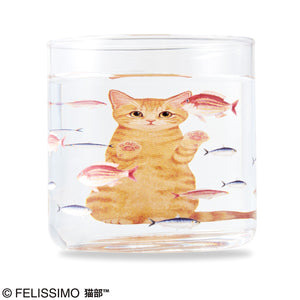 Felissimo 貓部 日本製 好想吃魚～像是在水族館盯著魚缸的貓咪玻璃杯 - 四款可選