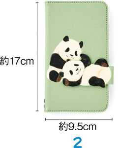 【預訂】 Felissimo YOU+MORE! 日本正版 互相耍鬧的雙胞胎大熊貓 筆記本型智能手機保護套 - 小/大 可選