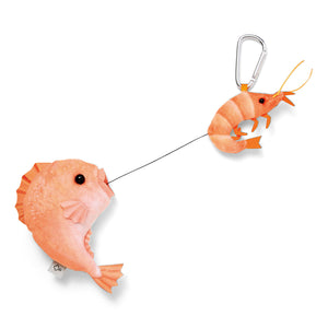 【預訂】 Felissimo YOU+MORE!  日本正版 蝦子釣鯛魚伸縮鑰匙套
