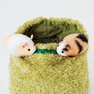 【預訂】Felissimo YOU+MORE! 日本正版 吃草吃到親嘴的天竺鼠（豚鼠）造型束繩袋