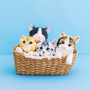 Felissimo 貓部 日本正版 棉花糖般軟Q 夢幻柔軟觸感小貓收納包 - 四款可選