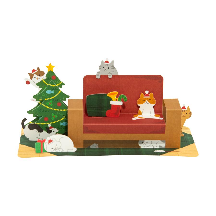 Sanrio 正版授權 貓咪溫馨梳化立體聖誕卡