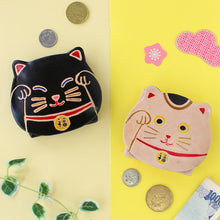 將圖片載入圖庫檢視器 TOMO CORPORATION 日本直送 招財白貓造型山羊皮革零錢包
