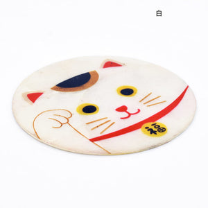TOMO CORPORATION 日本直送白色招財貓貝殼杯墊