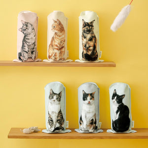 Felissimo貓部 日本正版 坐定定凝視你 貓咪毛巾材質寶特瓶袋 - 六款可選