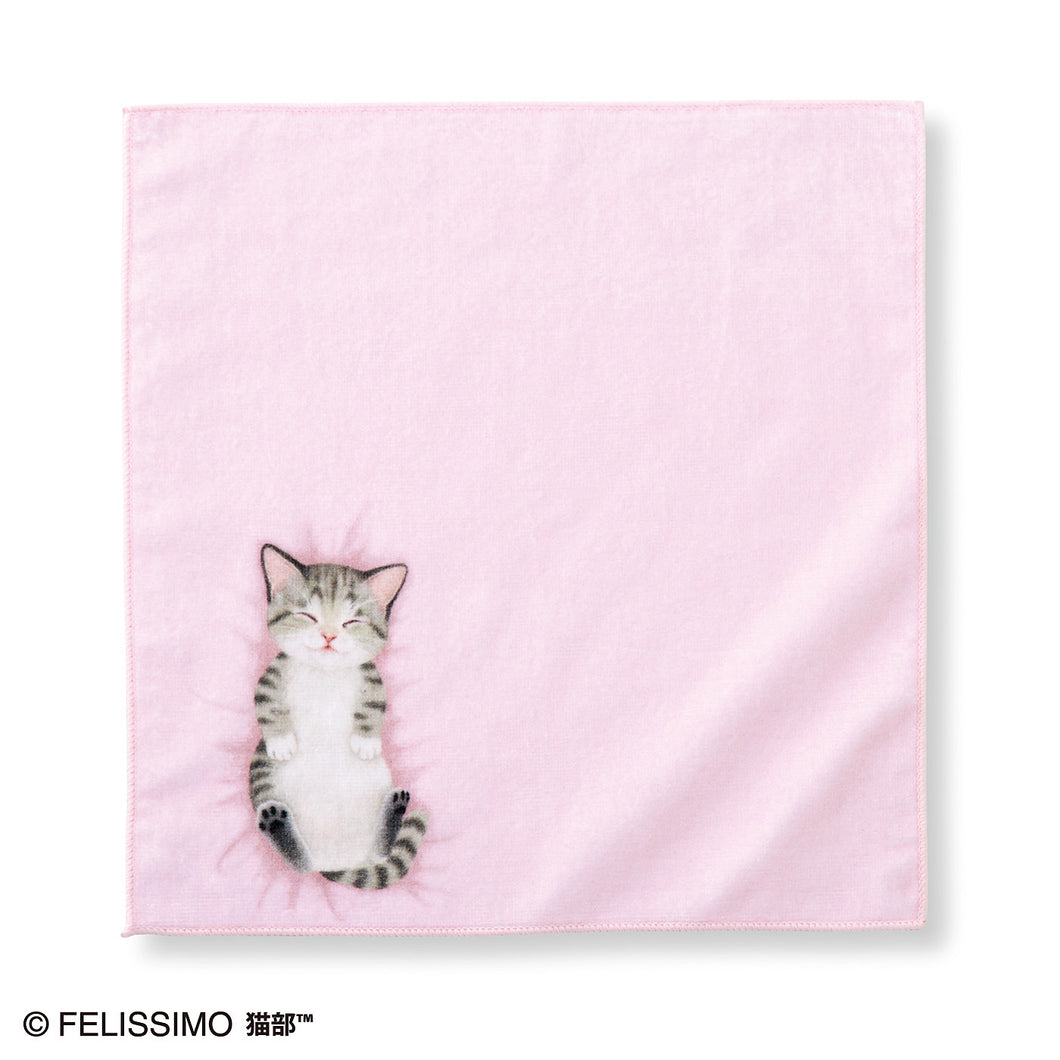 Felissimo貓部 日本正版 肚子朝天的小貓毛巾手帕系列 - 四款可選
