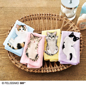 Felissimo貓部 日本正版 肚子朝天的小貓毛巾手帕系列 - 四款可選