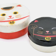 將圖片載入圖庫檢視器 TOMO CORPORATION 日本直送 黑白招財貓貝殼圓形收納盒兩件套
