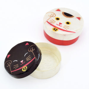 TOMO CORPORATION 日本直送 黑白招財貓貝殼圓形收納盒兩件套