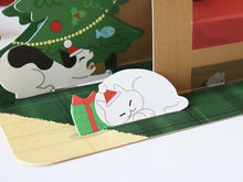將圖片載入圖庫檢視器 Sanrio 正版授權 貓咪溫馨梳化立體聖誕卡
