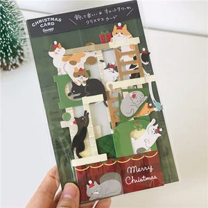 Sanrio 日本正版 貓爬架立體聖誕卡